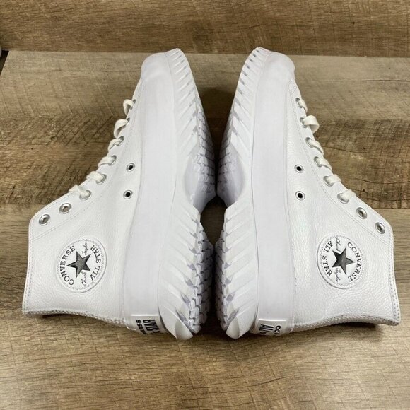 Converse Chuck Taylor All Star Lugged 2.0 Hi White LEATHER Shoes Womens 10.5 NEW - Picture 7 of 9